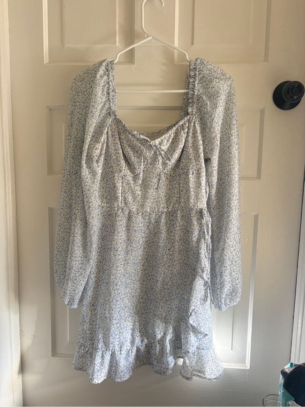 Hollister Light Blue Floral Long-Sleeve Mini Dress